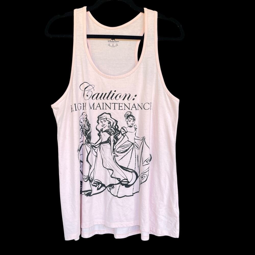 Disney Light Pink Tank Top with Black Princess Graphic